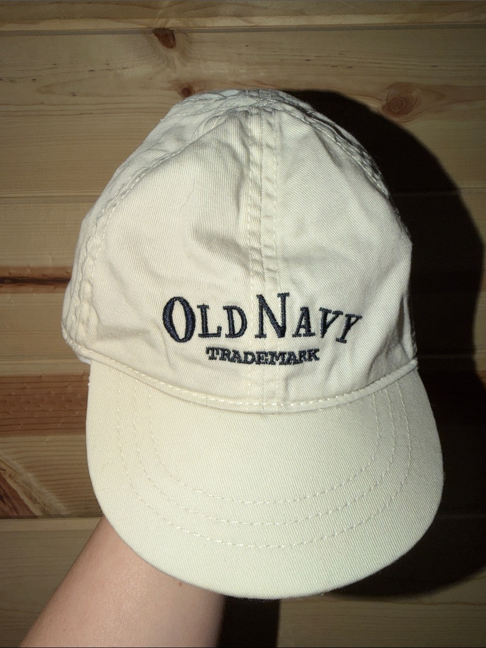 Old Navy Kids' Off-White Baseball Cap with Navy Logo 3-6 Months Small